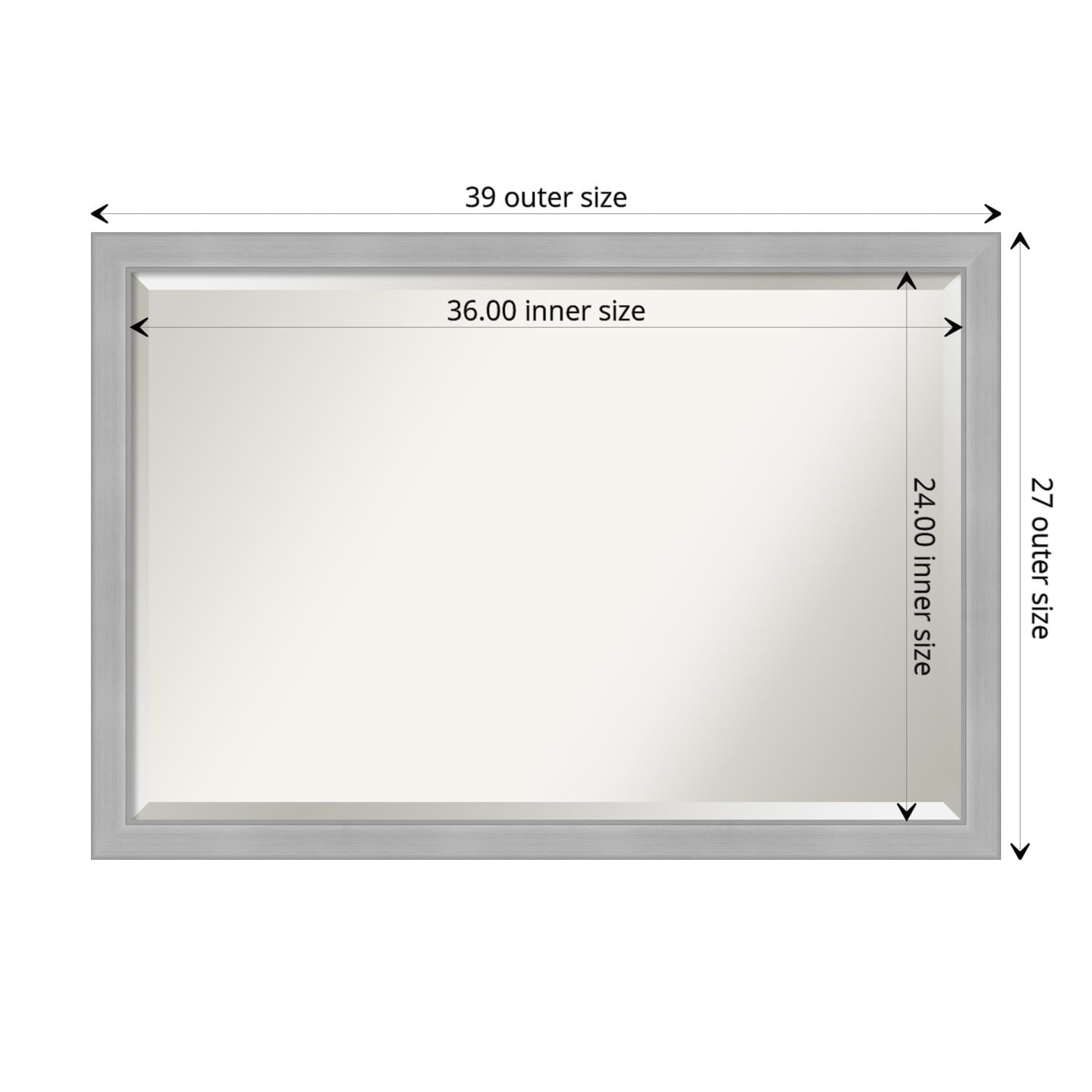 Miroir mural biseauté pour salle de bain - Cadre en nickel brossé Vista
