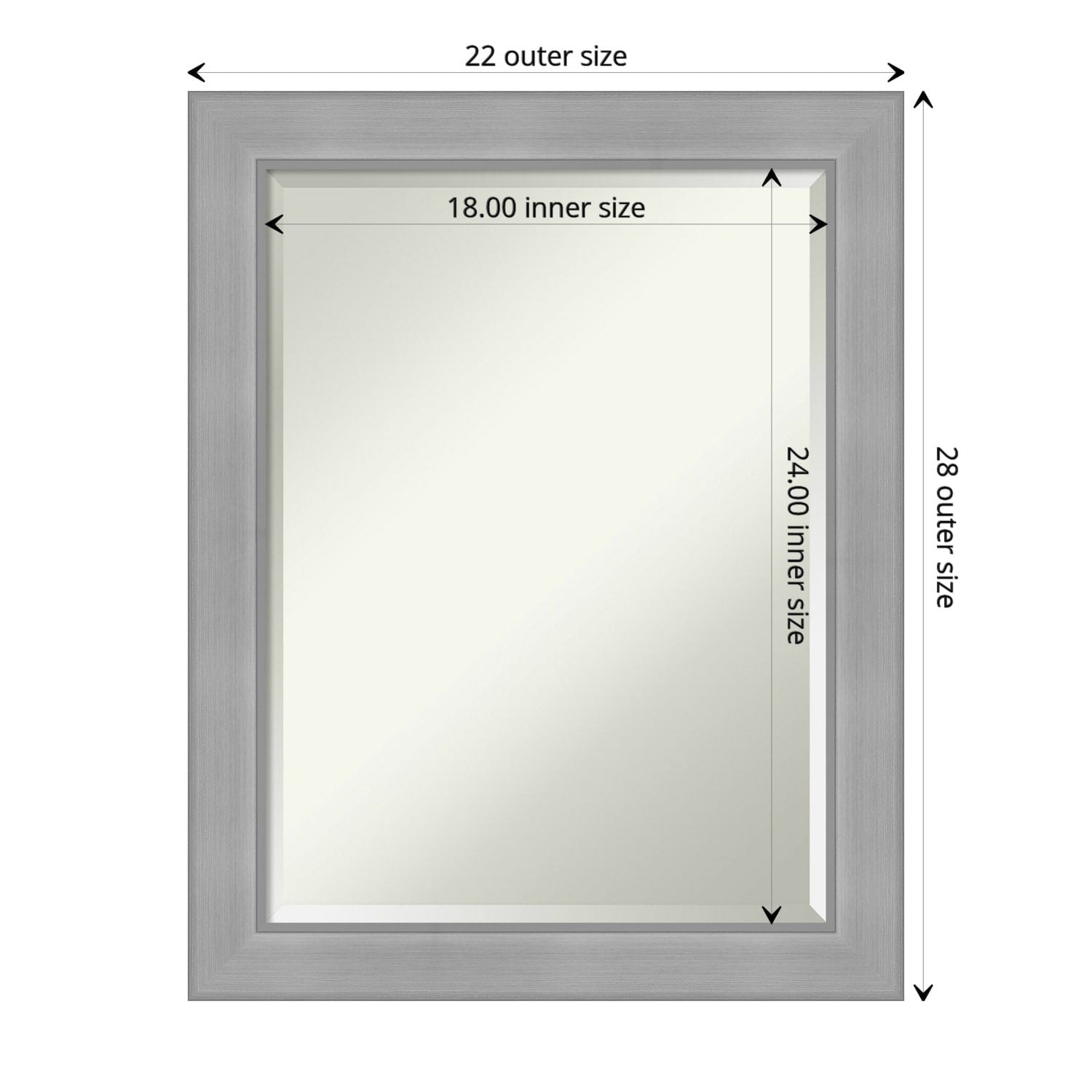 Miroir mural biseauté pour salle de bain - Cadre en nickel brossé Vista