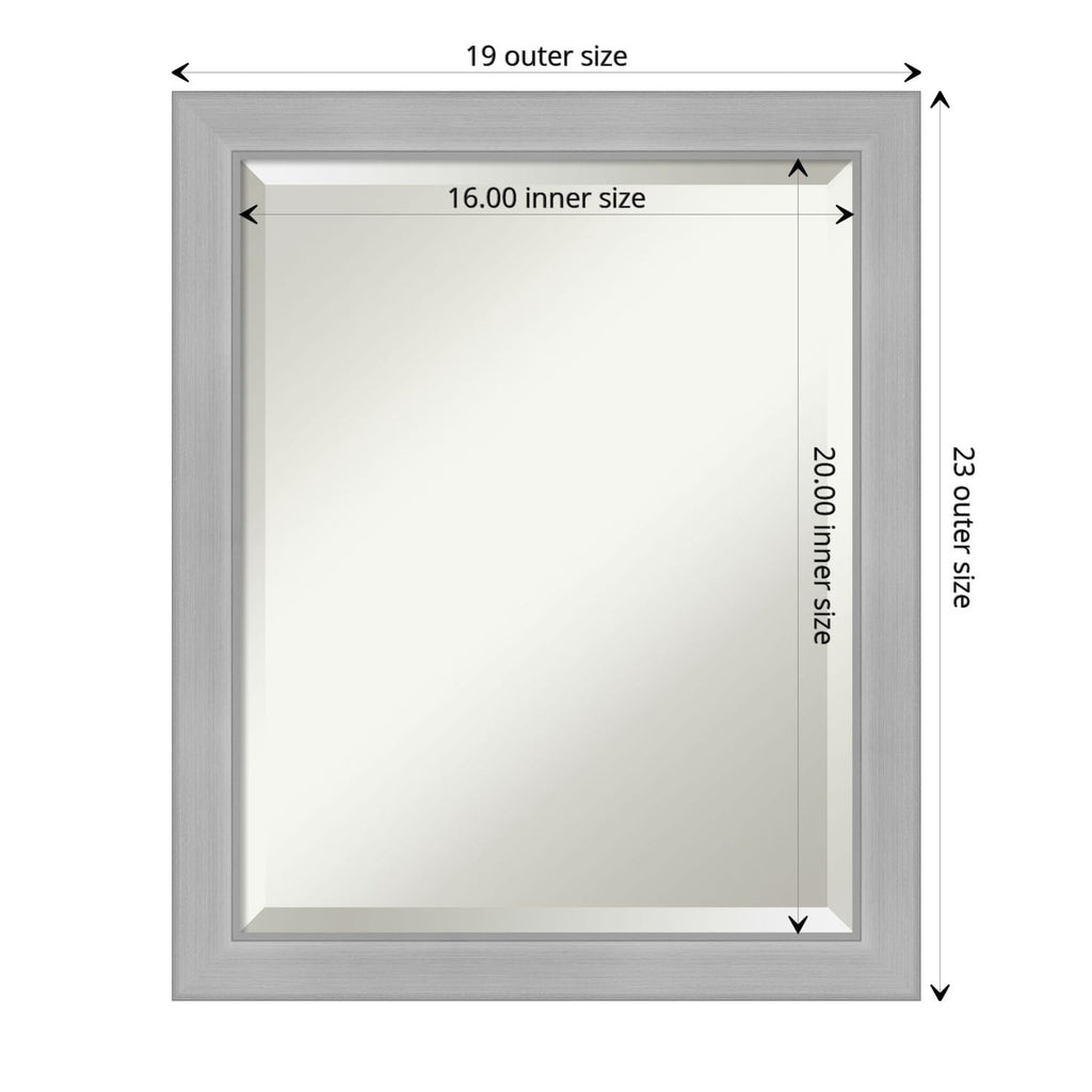 Miroir mural biseauté pour salle de bain - Cadre en nickel brossé Vista