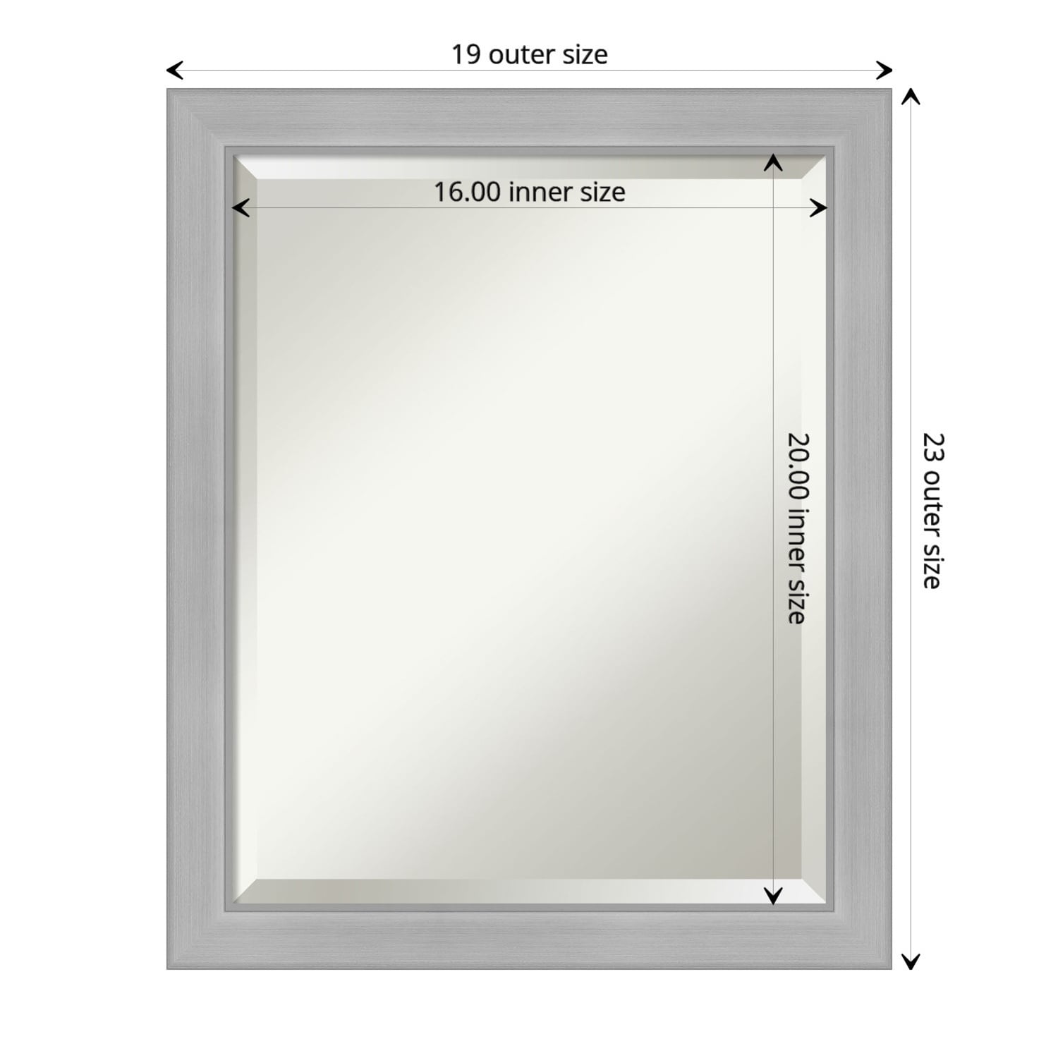 Miroir mural biseauté pour salle de bain - Cadre en nickel brossé Vista