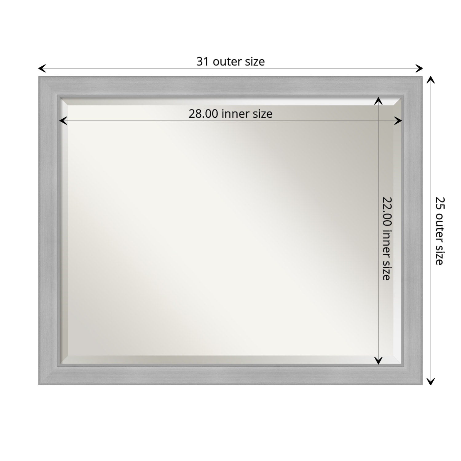 Miroir mural biseauté pour salle de bain - Cadre en nickel brossé Vista