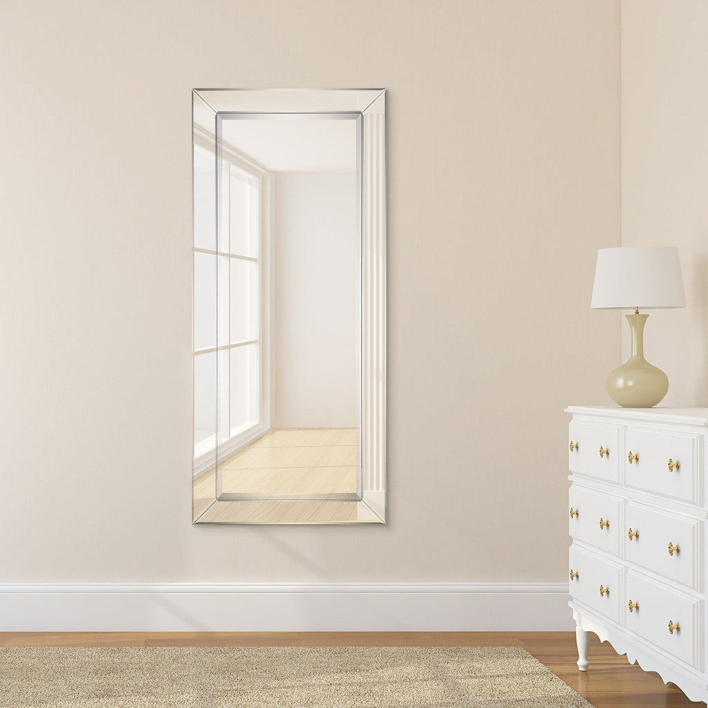 Miroir mural rectangulaire biseauté transparent HD pour salle de bain, coiffeuse et chambre à coucher, 3 tailles