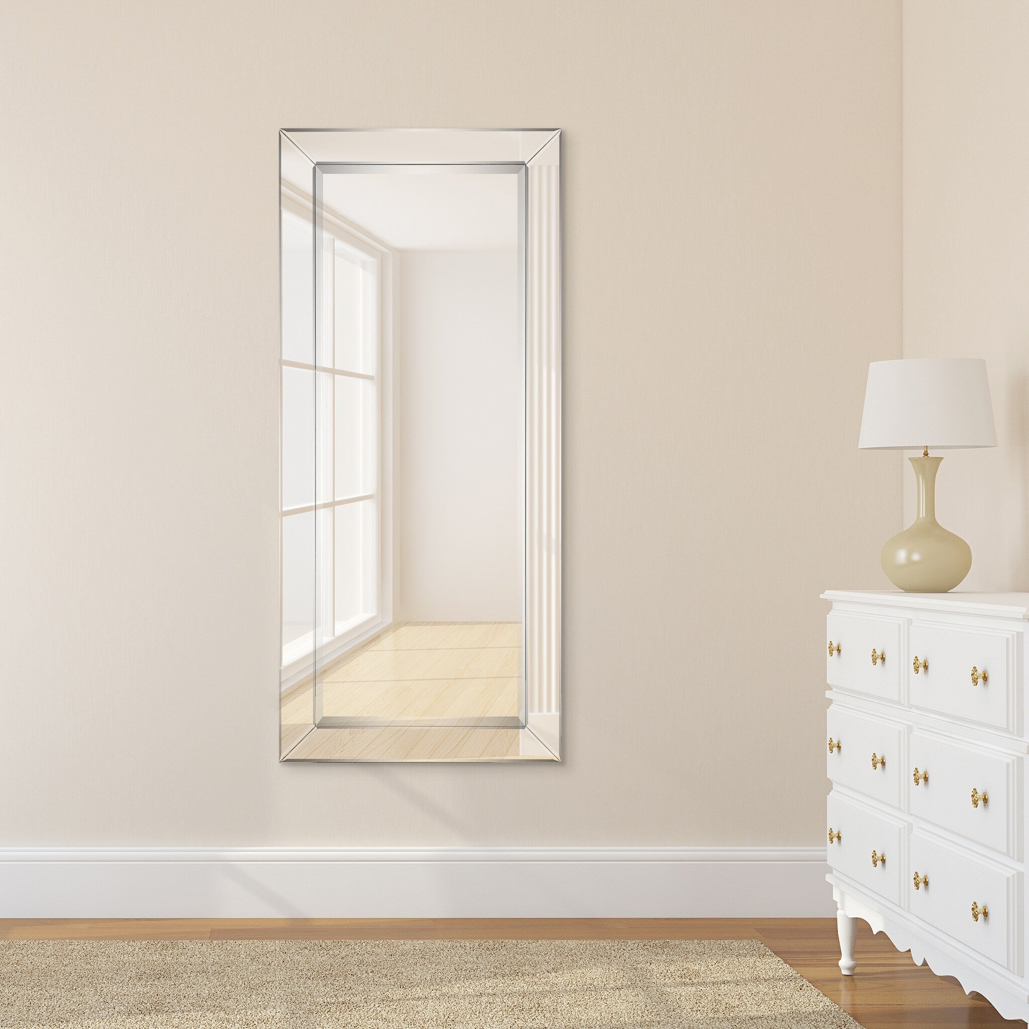Miroir mural rectangulaire biseauté transparent HD pour salle de bain, coiffeuse et chambre à coucher, 3 tailles