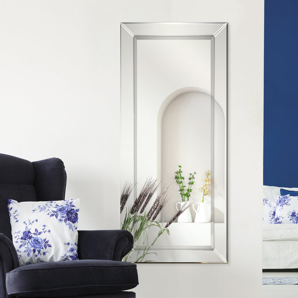 Miroir mural rectangulaire biseauté transparent HD pour salle de bain, coiffeuse et chambre à coucher, 3 tailles