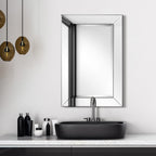 Miroir mural rectangulaire biseauté transparent HD pour salle de bain, coiffeuse et chambre à coucher, 3 tailles