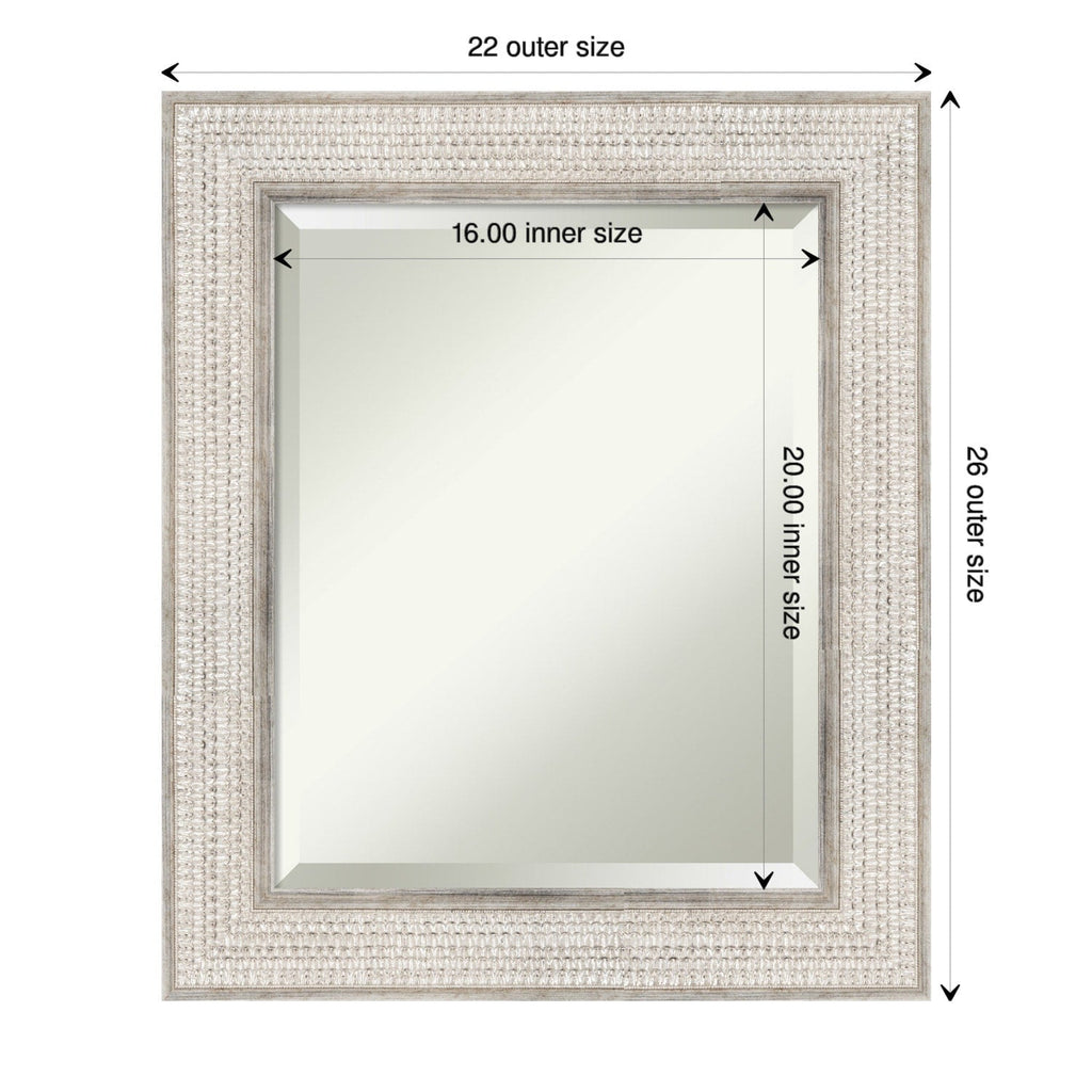 Miroir mural de salle de bain en bois biseauté - Cadre argenté Treillis - Argent Treillis