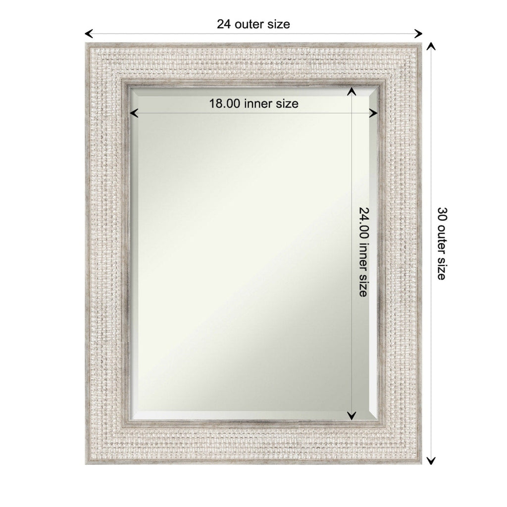 Miroir mural de salle de bain en bois biseauté - Cadre argenté Treillis - Argent Treillis