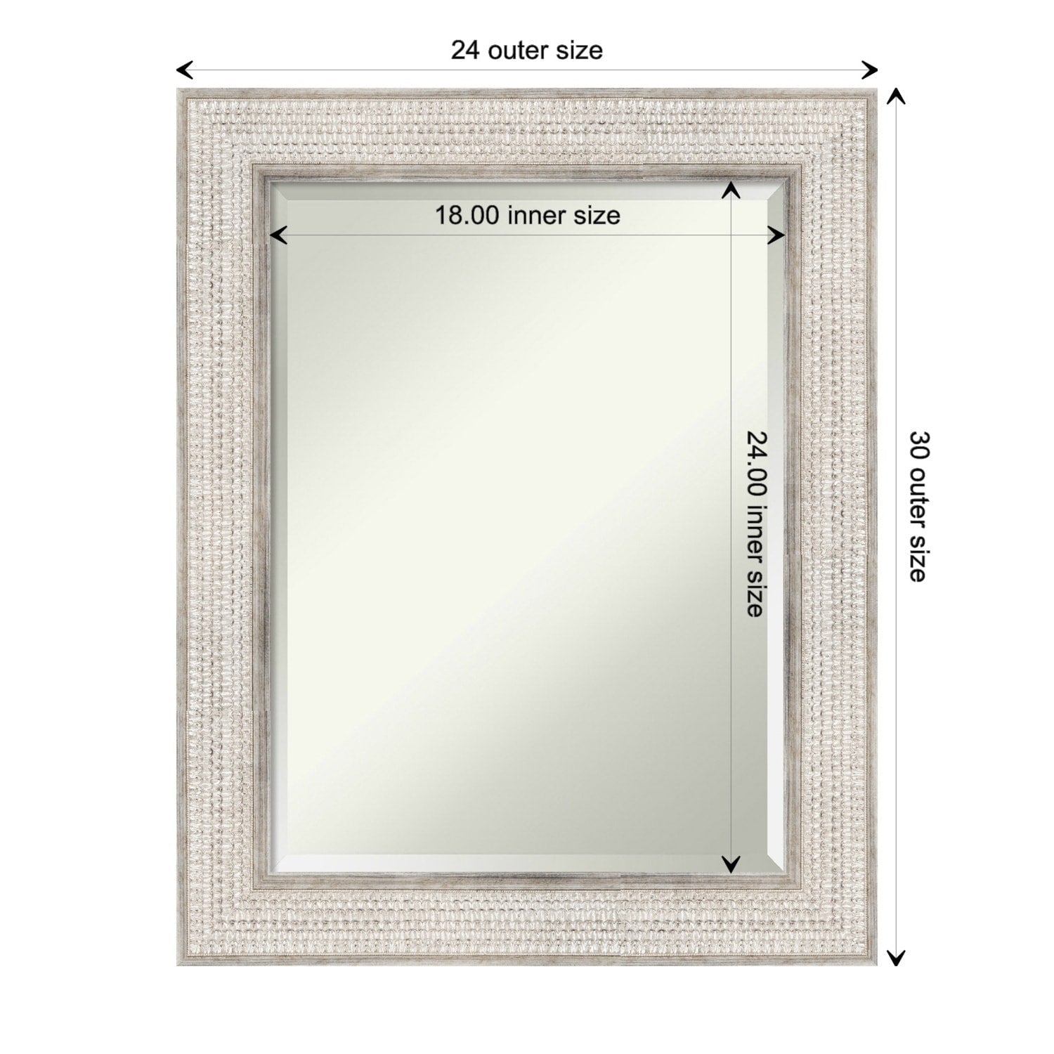 Miroir mural de salle de bain en bois biseauté - Cadre argenté Treillis - Argent Treillis