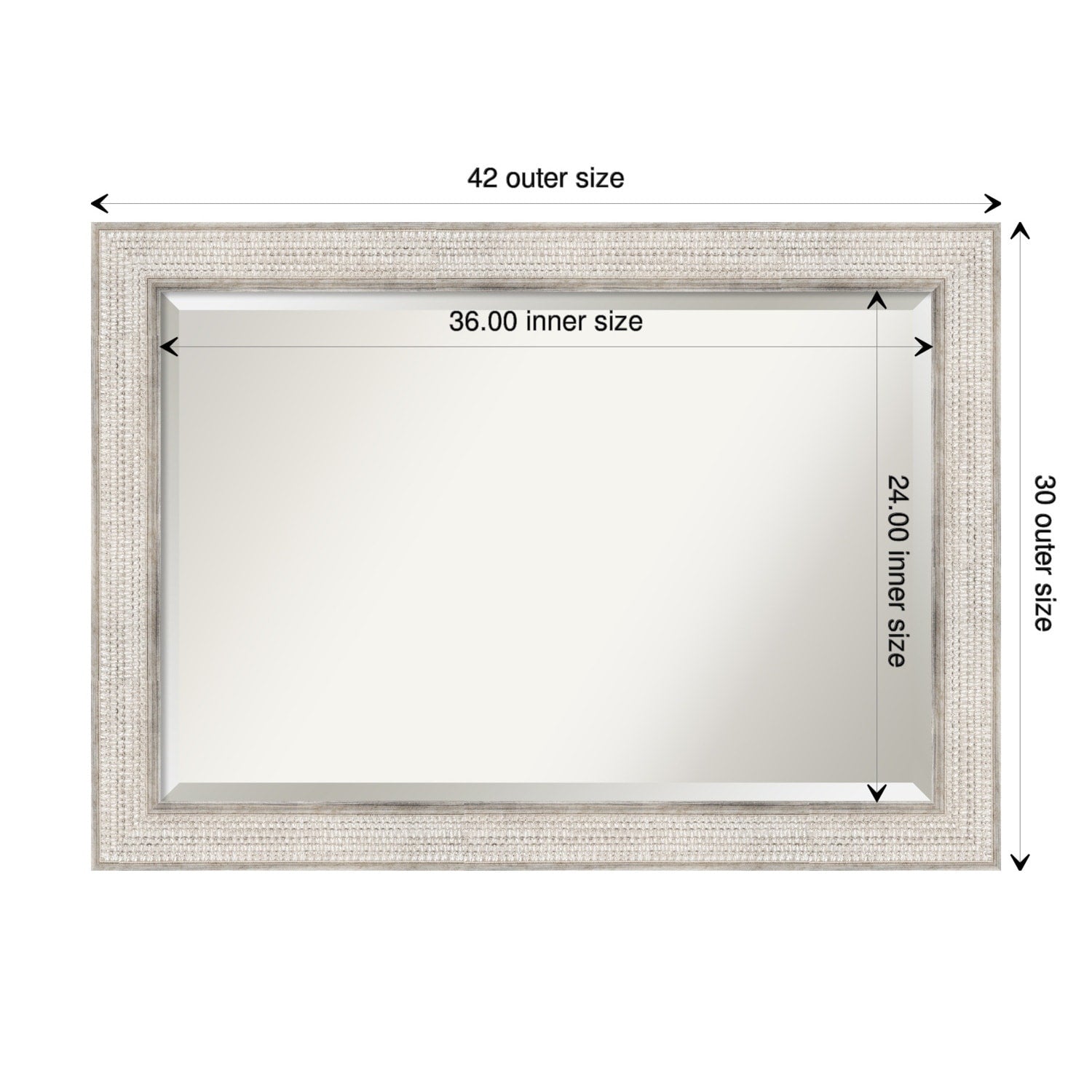 Miroir mural de salle de bain en bois biseauté - Cadre argenté Treillis - Argent Treillis