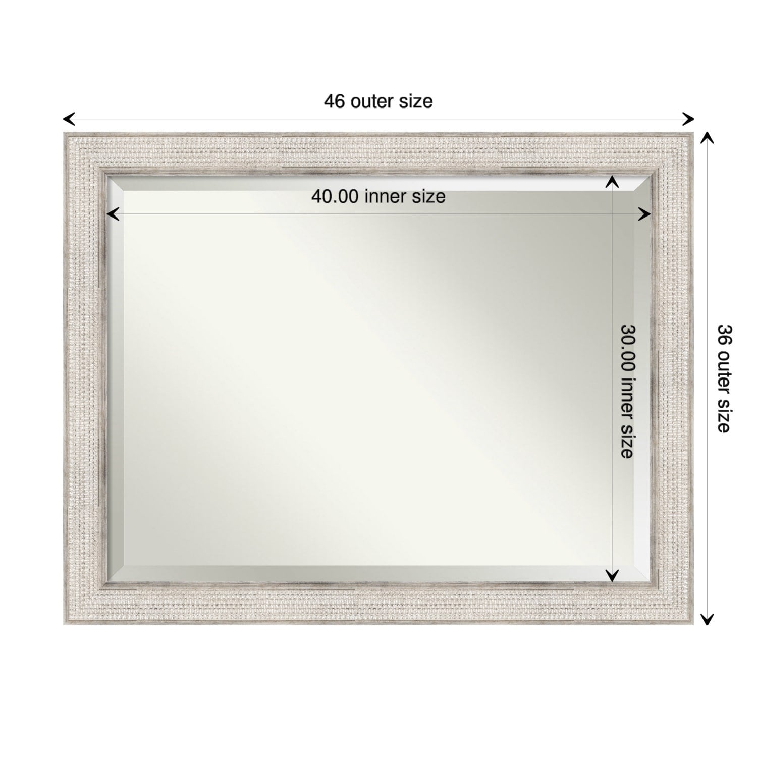 Miroir mural de salle de bain en bois biseauté - Cadre argenté Treillis - Argent Treillis