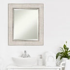 Miroir mural de salle de bain en bois biseauté - Cadre argenté Treillis - Argent Treillis
