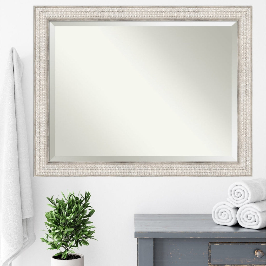 Miroir mural de salle de bain en bois biseauté - Cadre argenté Treillis - Argent Treillis