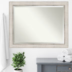 Miroir mural de salle de bain en bois biseauté - Cadre argenté Treillis - Argent Treillis