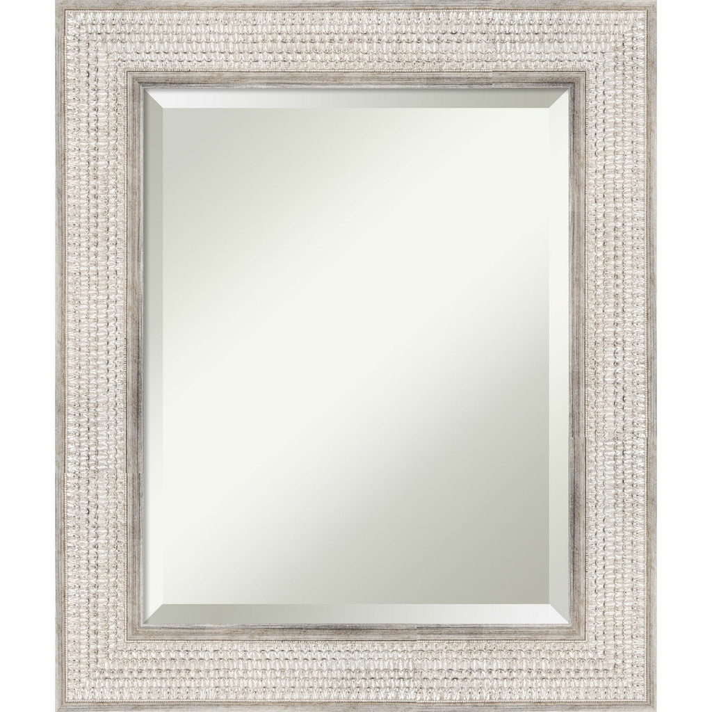Miroir mural de salle de bain en bois biseauté - Cadre argenté Treillis - Argent Treillis