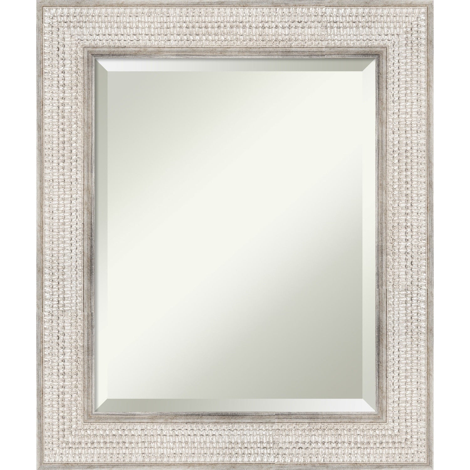 Miroir mural de salle de bain en bois biseauté - Cadre argenté Treillis - Argent Treillis