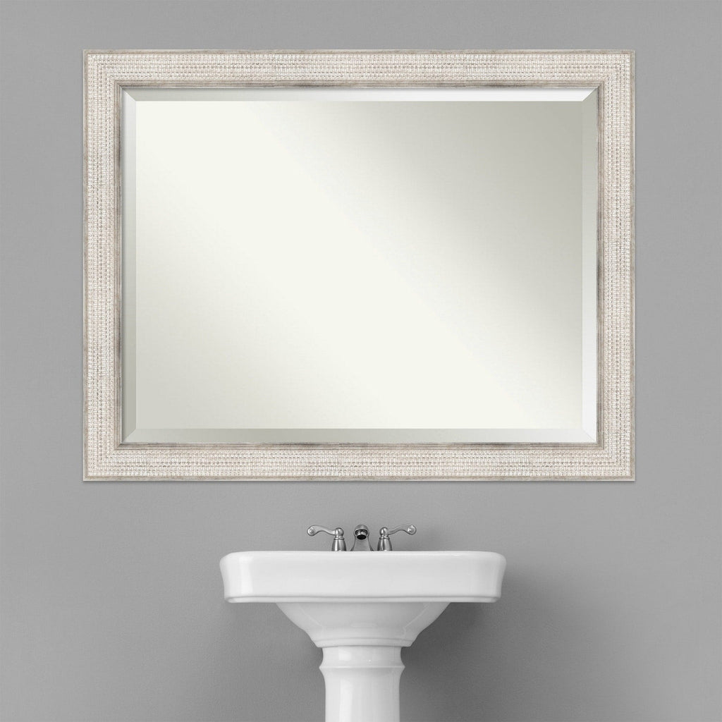 Miroir mural de salle de bain en bois biseauté - Cadre argenté Treillis - Argent Treillis