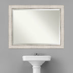 Miroir mural de salle de bain en bois biseauté - Cadre argenté Treillis - Argent Treillis