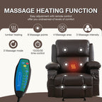 Fauteuil inclinable à bascule réglable noir, avec port USB, porte-gobelets, fonctions massage et chauffage
