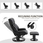 Fauteuil inclinable en similicuir noir avec repose-pieds, massage par vibrations et base pivotante en bois pour salon et chambre