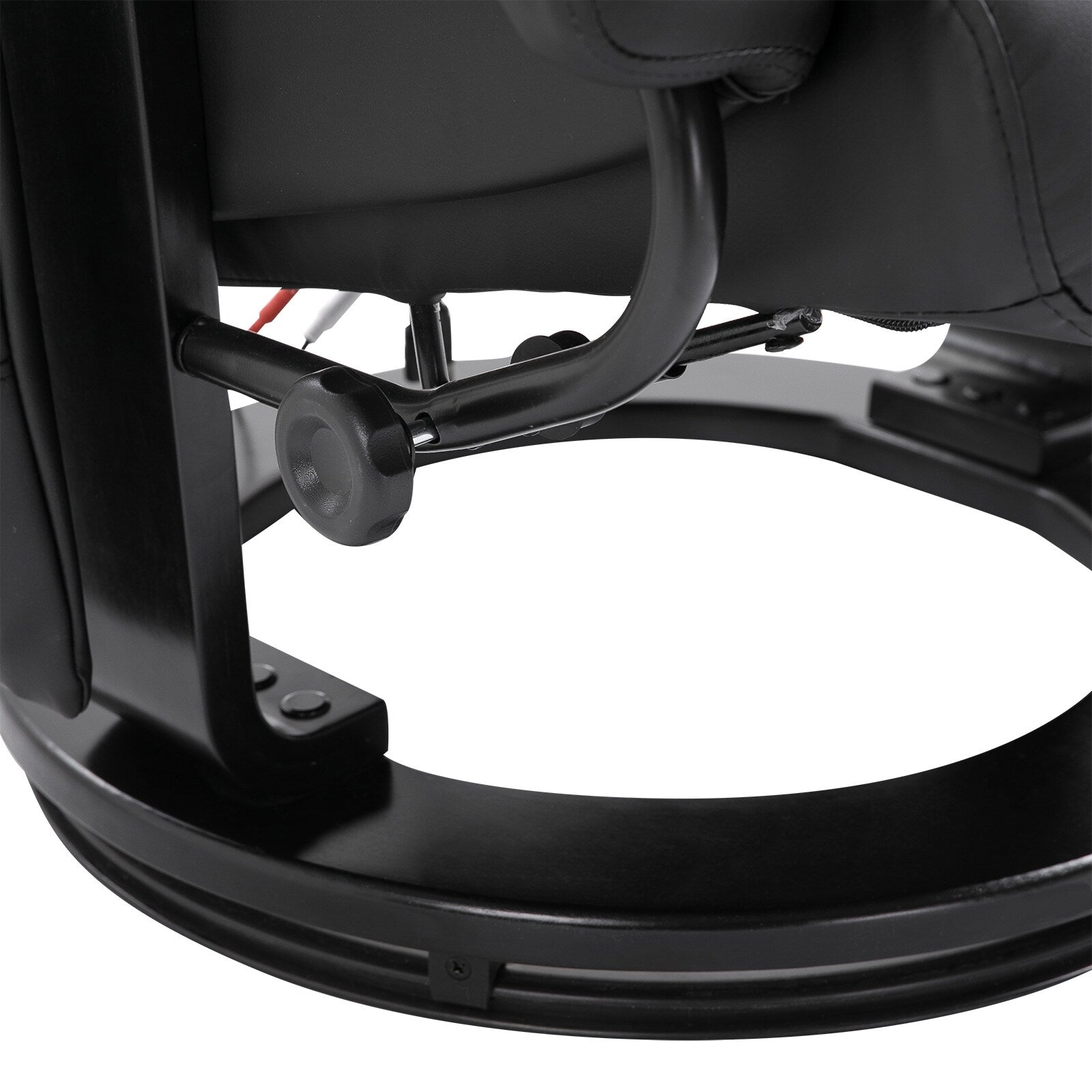 Fauteuil inclinable en similicuir noir avec repose-pieds, massage par vibrations et base pivotante en bois pour salon et chambre
