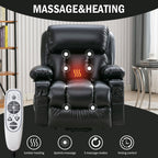 Fauteuil de massage électrique noir de grande taille pour personnes âgées, chauffant et vibrant, cuir synthétique, port USB, réglages réglables
