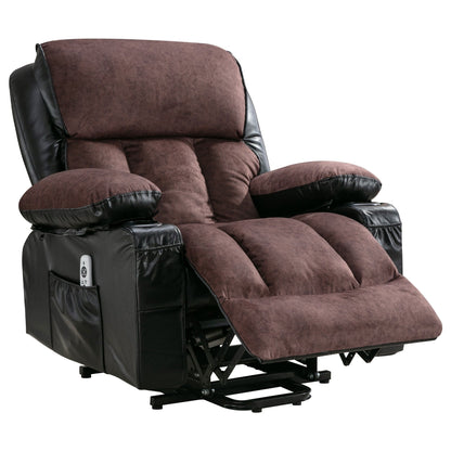 Fauteuil de massage électrique noir de grande taille pour personnes âgées, chauffant et vibrant, cuir synthétique, port USB, réglages réglables