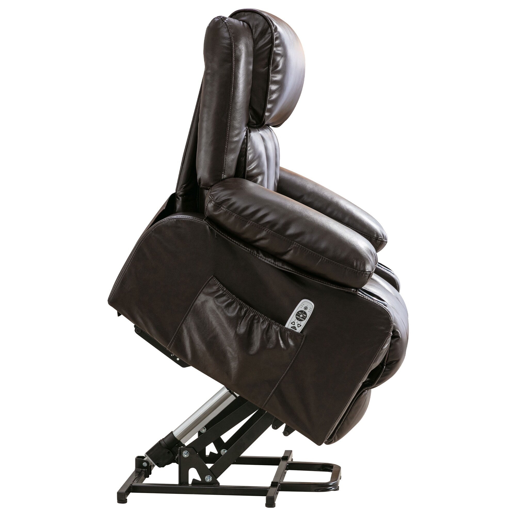 Fauteuil de massage électrique noir de grande taille pour personnes âgées, chauffant et vibrant, cuir synthétique, port USB, réglages réglables