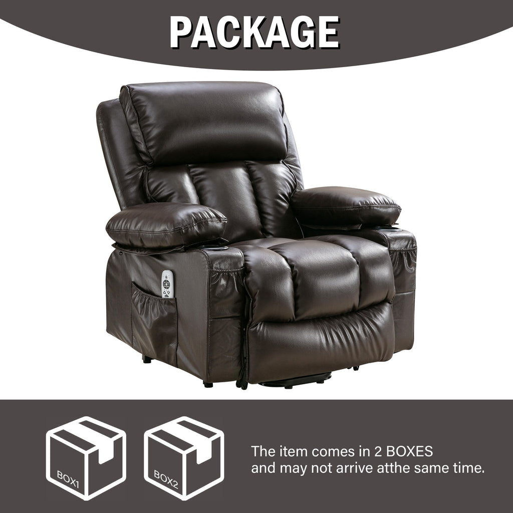 Fauteuil de massage électrique noir de grande taille pour personnes âgées, chauffant et vibrant, cuir synthétique, port USB, réglages réglables