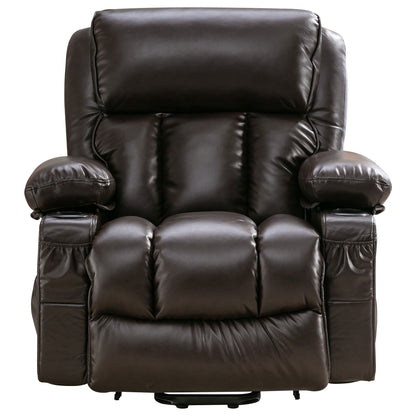 Fauteuil de massage électrique noir de grande taille pour personnes âgées, chauffant et vibrant, cuir synthétique, port USB, réglages réglables