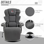 Fauteuil inclinable manuel pivotant en lin noir avec repose-pieds et deux porte-gobelets pour salon