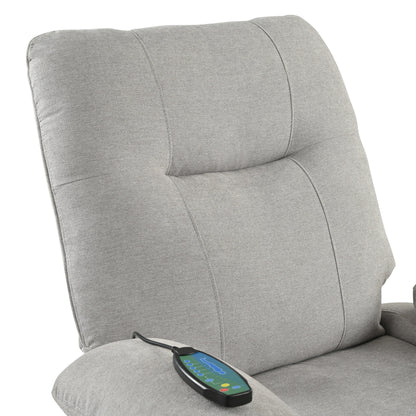 Fauteuil inclinable manuel noir avec massage et chauffage, cadre en bois massif robuste et revêtement en tissu confortable