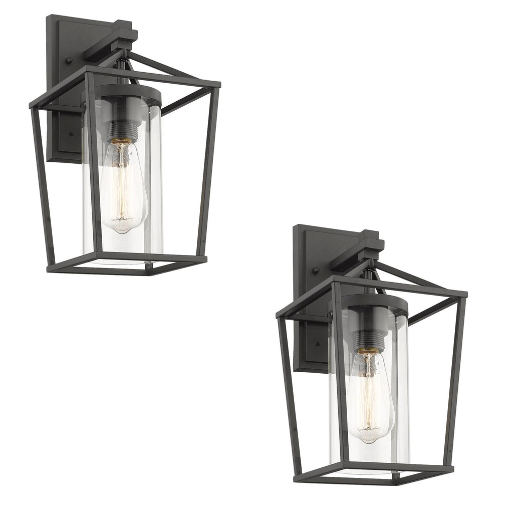 Lot de 2 appliques d'extérieur en métal noir et verre