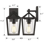 Lot de 2 appliques d'extérieur en métal noir et verre