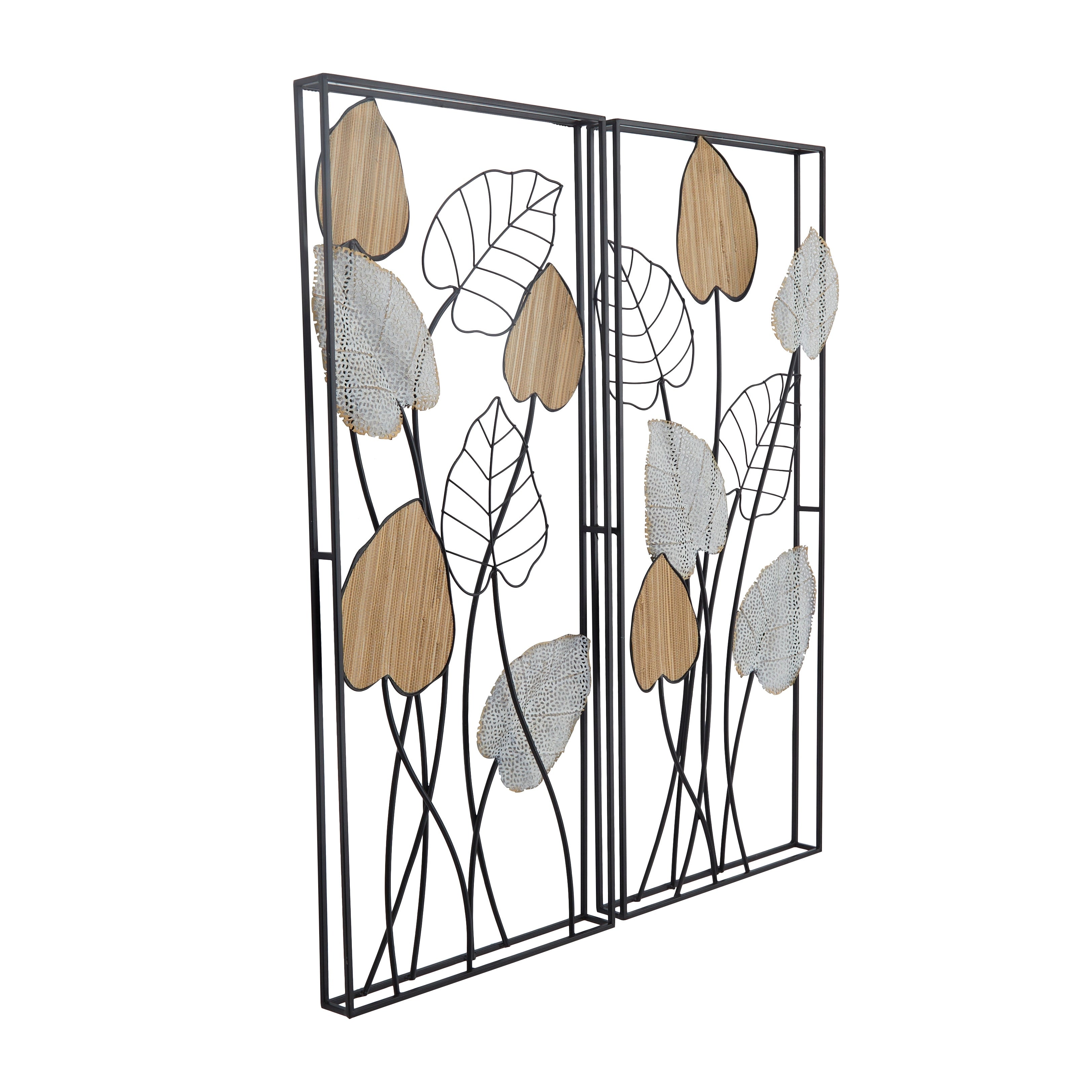 Décoration murale en métal noir avec cadre noir (lot de 2)