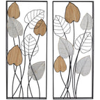 Décoration murale en métal noir avec cadre noir (lot de 2)
