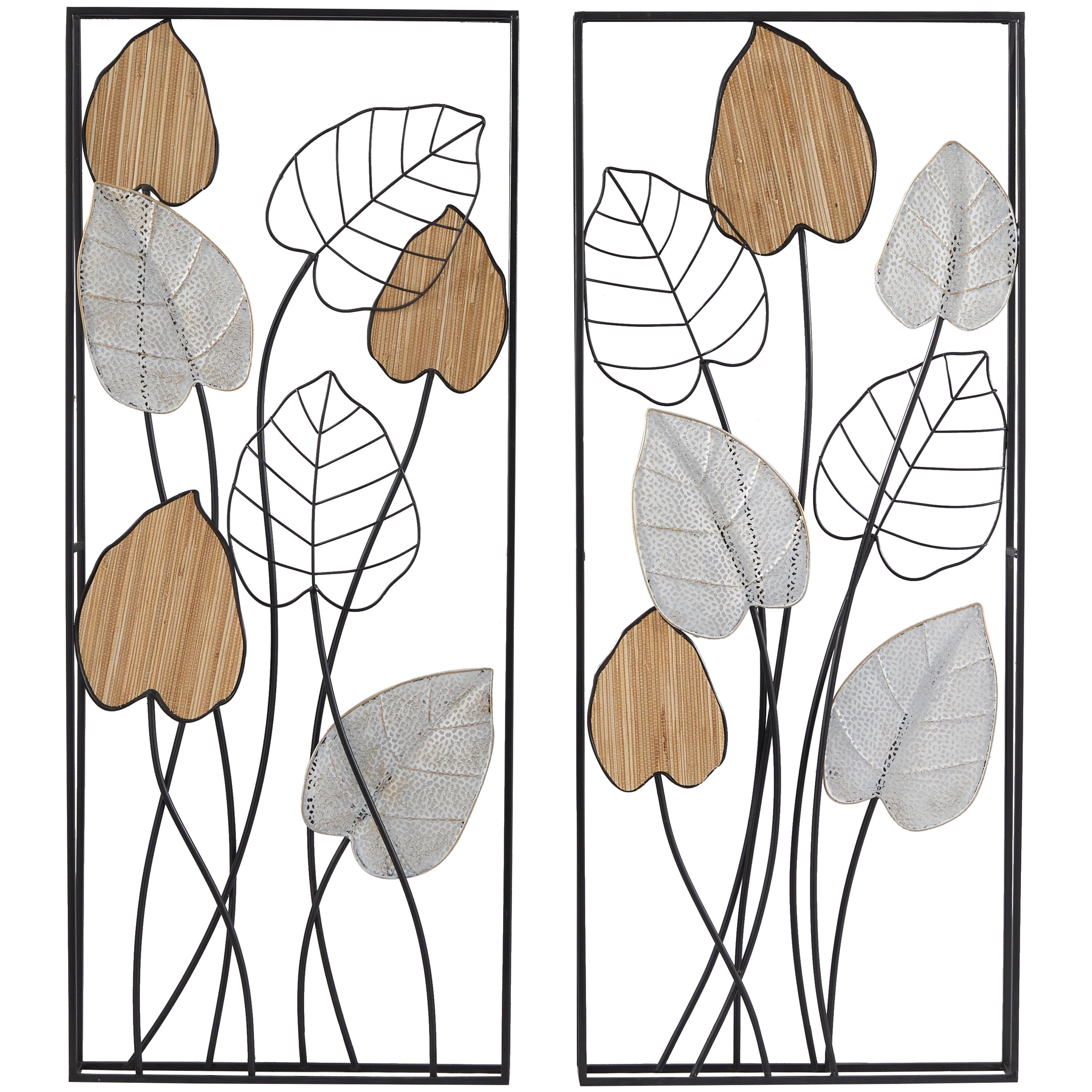 Décoration murale en métal noir avec cadre noir (lot de 2)