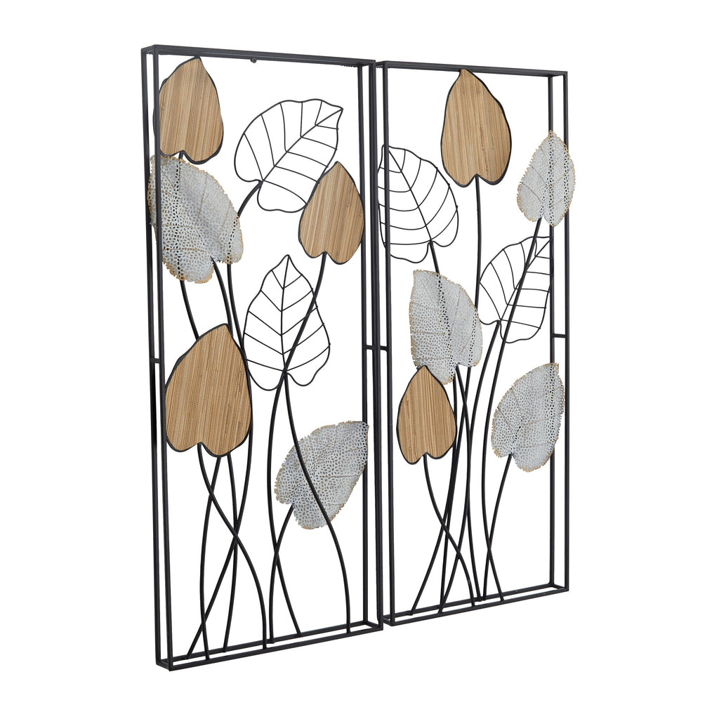 Décoration murale en métal noir avec cadre noir (lot de 2)