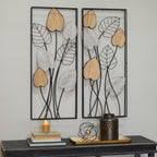 Décoration murale en métal noir avec cadre noir (lot de 2)