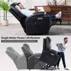 Fauteuil inclinable motorisé Okin noir avec massage par vibration à 8 points, chauffage lombaire, deux porte-gobelets et ports USB