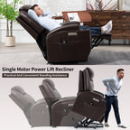Fauteuil inclinable motorisé Okin noir avec massage par vibration à 8 points, chauffage lombaire, deux porte-gobelets et ports USB