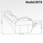 Fauteuil inclinable motorisé Okin noir avec massage par vibration à 8 points, chauffage lombaire, deux porte-gobelets et ports USB