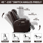 Fauteuil inclinable motorisé Okin noir avec massage par vibration à 8 points, chauffage lombaire, deux porte-gobelets et ports USB