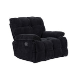 Fauteuil inclinable manuel pivotant à 360°, rembourré et noir, avec accoudoirs et siège plus larges pour le salon