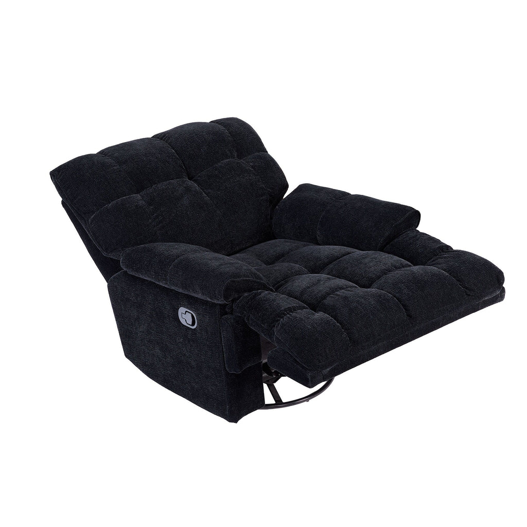 Fauteuil inclinable manuel pivotant à 360° noir rembourré avec accoudoirs et siège plus larges