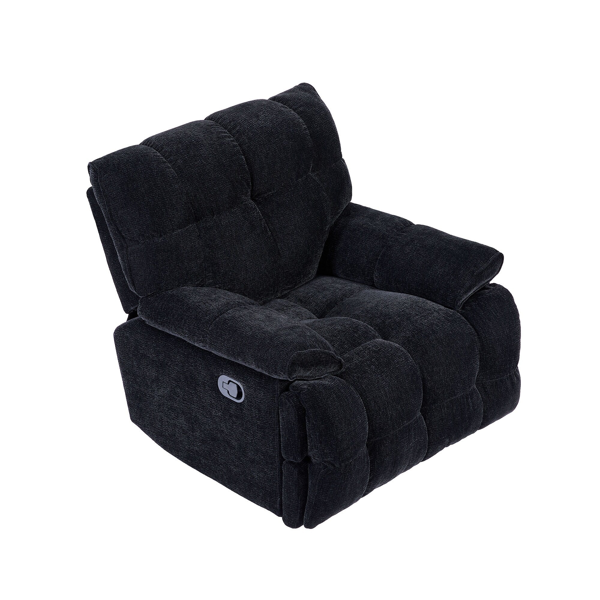 Fauteuil inclinable manuel pivotant à 360° noir rembourré avec accoudoirs et siège plus larges