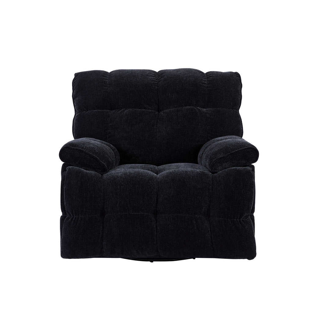 Fauteuil inclinable manuel pivotant à 360° noir rembourré avec accoudoirs et siège plus larges