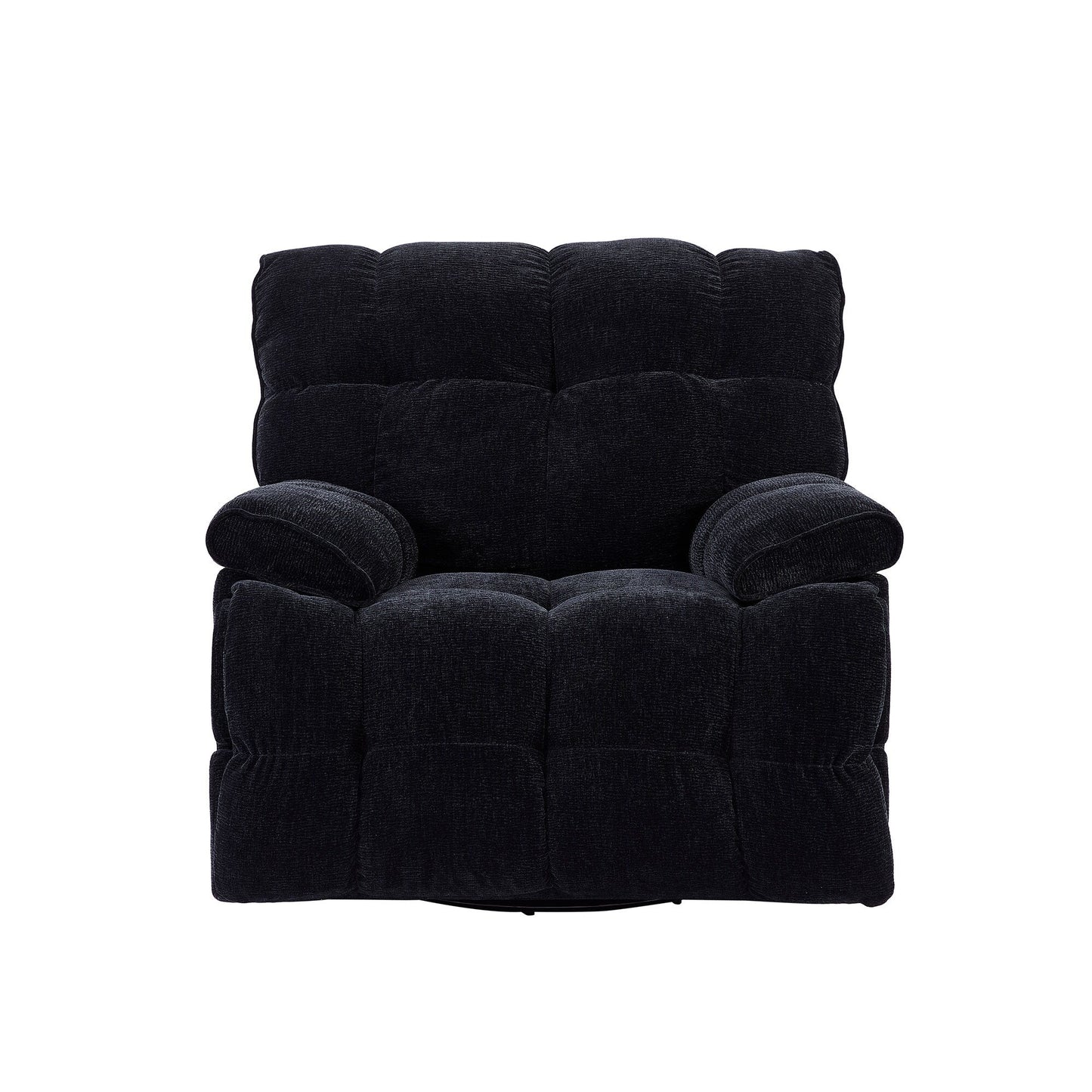 Fauteuil inclinable manuel pivotant à 360° noir rembourré avec accoudoirs et siège plus larges
