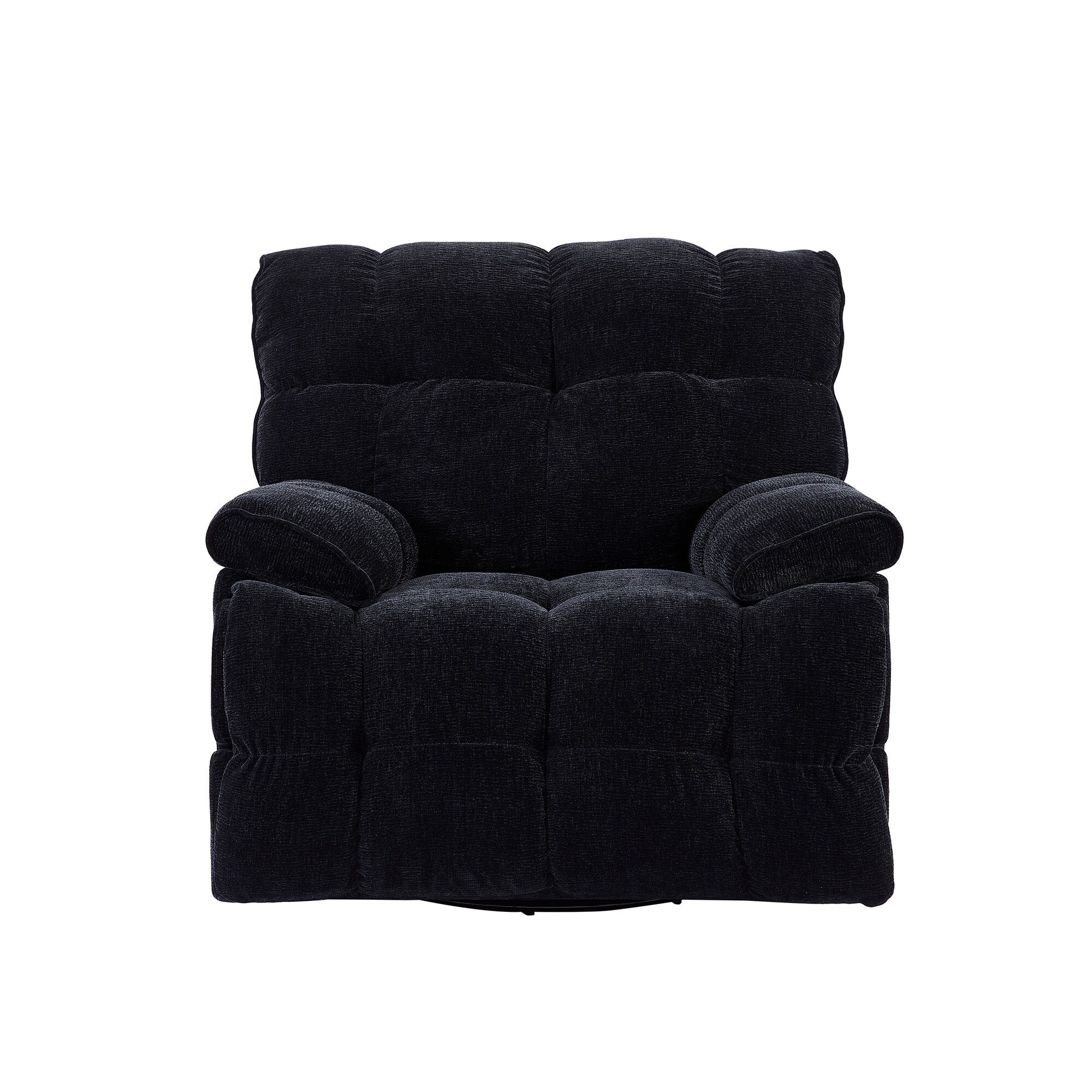 Fauteuil inclinable manuel pivotant à 360° noir rembourré avec accoudoirs et siège plus larges