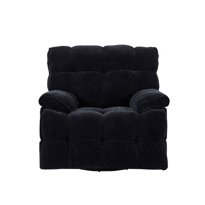 Fauteuil inclinable manuel pivotant à 360° noir rembourré avec accoudoirs et siège plus larges