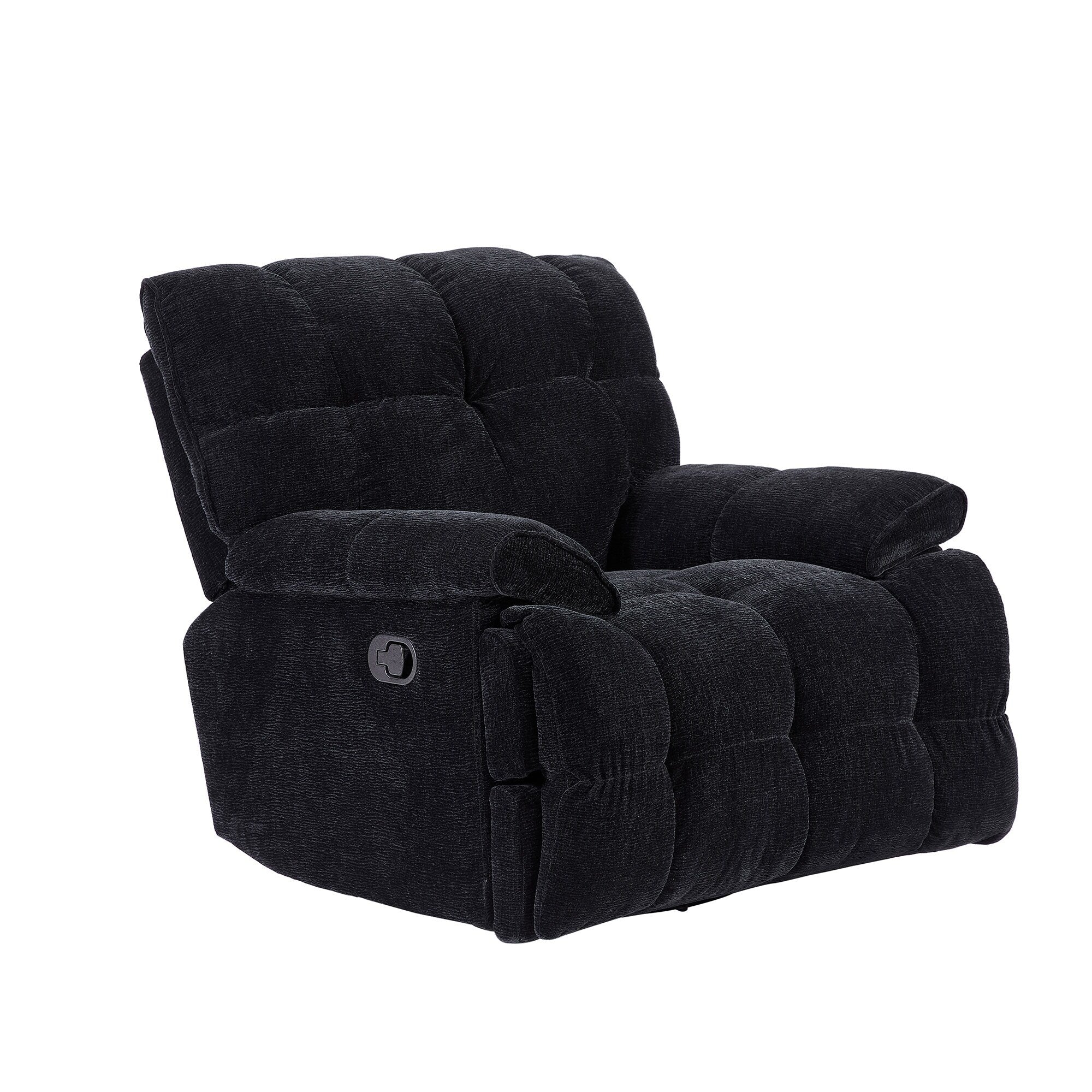 Fauteuil inclinable manuel pivotant à 360° noir rembourré avec accoudoirs et siège plus larges